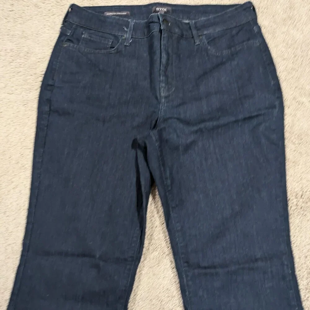 NYDJ Marilyn Straight dark wash‎ Size 14P - Picture 2 of 9